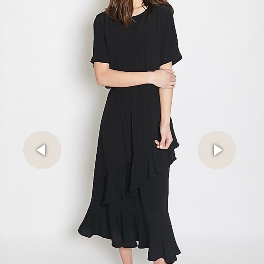 Just Female Black Pleated Ruffled Midi Sundress Kristin Dress Size XS - Picture 1 of 10